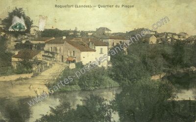 Carte postale ancienne Quartier du Pisque — Roquefort (Landes)