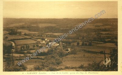 Carte postale ancienne Vue de la Vallée (prise du Cap du Pourtaou) — Samadet (Landes)
