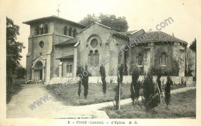 Carte postale ancienne L'Eglise — Tosse (Landes)