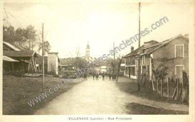Carte postale ancienne Rue Principale — Villenave (Landes)