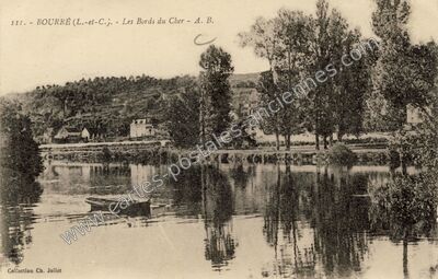Carte postale ancienne Les Bords du Cher — Bourré (Loir-et-Cher)