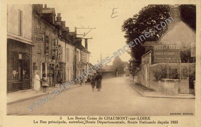 Carte postale ancienne Les Beaux Coins, La Rue principale, autrefois Route Départementale — Chaumont-sur-Loire (Loir-et-Cher)