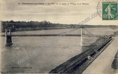 Carte postale ancienne Le Pont sur la Loire, le Village et le Château — Chaumont-sur-Loire (Loir-et-Cher)