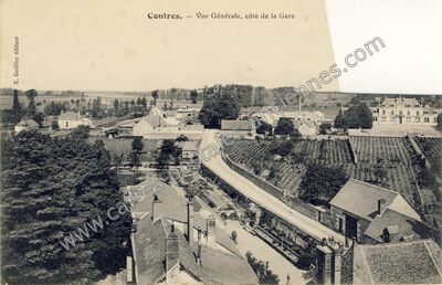 Carte postale ancienne Vue Générale, côte de la Gare — Contres (Loir-et-Cher)
