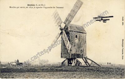 Carte postale ancienne Moulin qui servit, en 1870, à signaler l'approche de l'ennemi — Josnes (Loir-et-Cher)