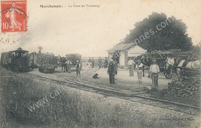 Carte postale ancienne La Gare du Tramway — Marchenoir (Loir-et-Cher)