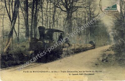 Carte postale ancienne Forêt de Marchenoir - Train Décauville, sur la Route du Boron — Marchenoir (Loir-et-Cher)