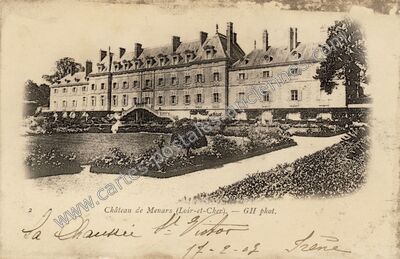 Carte postale ancienne Château de Menars — Menars (Loir-et-Cher)