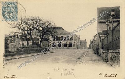 Carte postale ancienne Les Halles — Mer (Loir-et-Cher)
