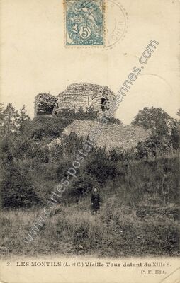 Carte postale ancienne Vieille Tour datant du XIIIe S — Les Montils (Loir-et-Cher)
