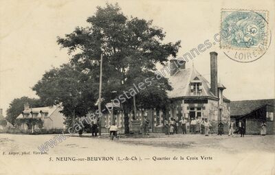 Carte postale ancienne Quartier de la Croix Verte — Neung-sur-Beuvron (Loir-et-Cher)