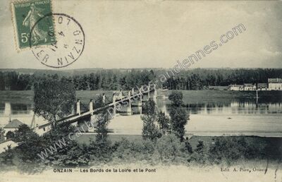 Carte postale ancienne Les Bords de la Loire et le Pont — Onzain (Loir-et-Cher)