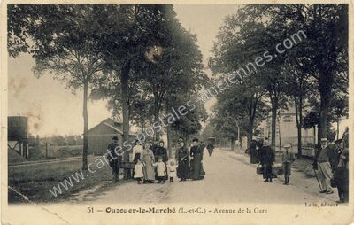 Carte postale ancienne Avenue de la Gare — Ouzouer-le-Marché (Loir-et-Cher)