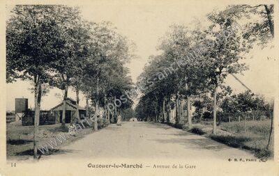 Carte postale ancienne Avenue de la Gare — Ouzouer-le-Marché (Loir-et-Cher)