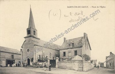 Carte postale ancienne Place de l'Église — Saint-Cyr-du-Gault (Loir-et-Cher)