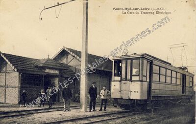 Carte postale ancienne La Gare du Tramway Électrique — Saint-Dyé-sur-Loire (Loir-et-Cher)