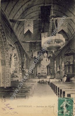 Carte postale ancienne Intérieur de l'Église — Santenay (Loir-et-Cher)