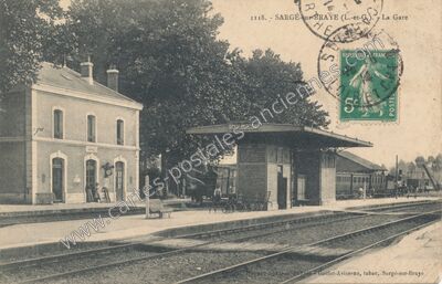 Carte postale ancienne La Gare — Sargé-sur-Braye (Loir-et-Cher)