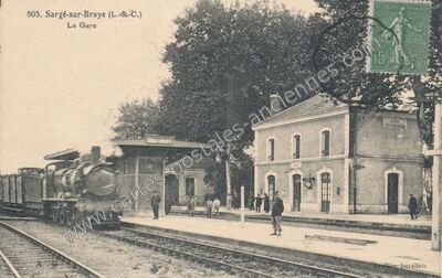 Carte postale ancienne La Gare — Sargé-sur-Braye (Loir-et-Cher)