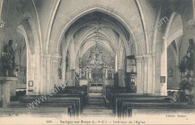 Carte postale ancienne Intérieur de l'Eglise — Savigny-sur-Braye (Loir-et-Cher)