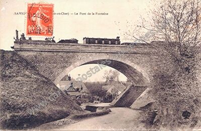 Carte postale ancienne Le Pont de la Fontaine — Savigny-sur-Braye (Loir-et-Cher)