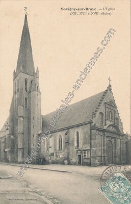 Carte postale ancienne L'Eglise (XII°, XVI° et XVII° siècles) — Savigny-sur-Braye (Loir-et-Cher)
