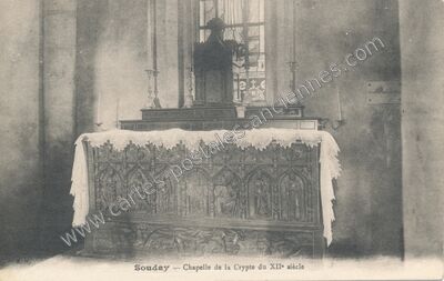 Carte postale ancienne Chapelle de la Crypte du XIIe siècle — Souday (Loir-et-Cher)
