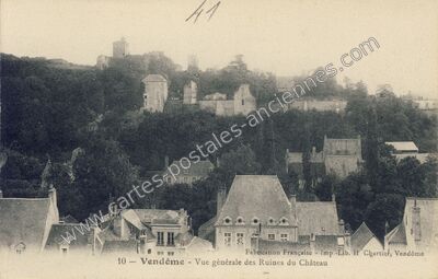 Carte postale ancienne Vue générale des Ruines du Château — Vendôme (Loir-et-Cher)