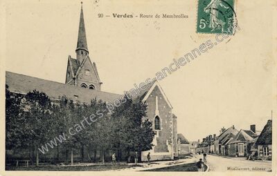 Carte postale ancienne Route de Membrolles — Verdes (Loir-et-Cher)