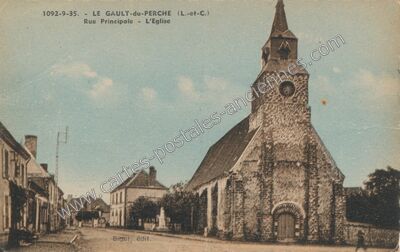 Carte postale ancienne Rue Principale - L'Eglise — Le Gault-du-Perche (Loir-et-Cher)