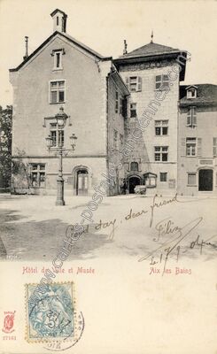 Carte postale ancienne Hôtel de Ville et Musée — Aix-les-Bains (Savoie)