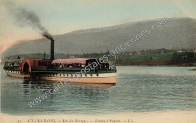 Carte postale ancienne Lac du Bourget. Bateau à Vapeur — Aix-les-Bains (Savoie)