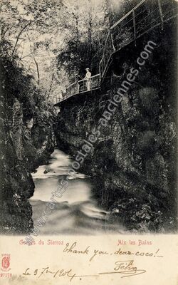 Carte postale ancienne Gorges du Sierroz — Aix-les-Bains (Savoie)