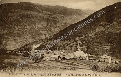 Carte postale ancienne Vue Générale et le Mont Jovet — Les Allues (Savoie)