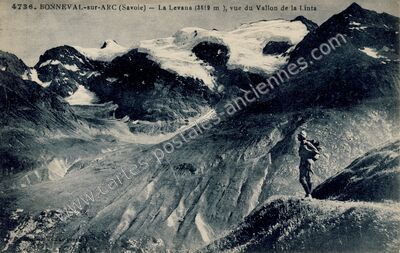 Carte postale ancienne La Levana, vue du Vallon de la Linta — Bonneval-sur-Arc (Savoie)