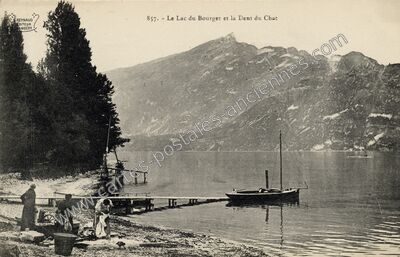 Carte postale ancienne Le Lac du Bourget et la Dent du Chat — Le Bourget-du-Lac (Savoie)