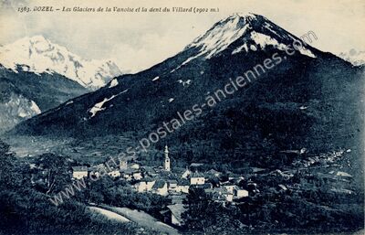 Carte postale ancienne Les Glaciers de la Vanoise et la dent du Villard — Bozel (Savoie)