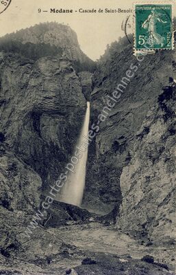 Carte postale ancienne Cascade de Saint-Benoit — Modane (Savoie)
