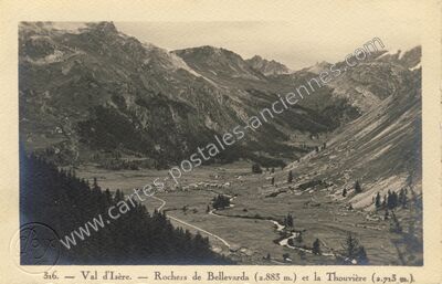 Carte postale ancienne Rochers de Bellevarda et la Thouvière — Val-d'Isère (Savoie)