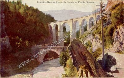 Carte postale ancienne Pont ste Marie — Les Houches (Haute-Savoie)