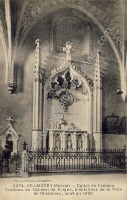 Carte postale ancienne Eglise de Lémenc, Tombeau du Général de Boigne, bienfaiteur de la Ville de Chambéry — Chambéry (Savoie)
