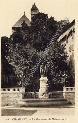 Carte postale ancienne Le Monument de Maistre — Chambéry (Savoie)