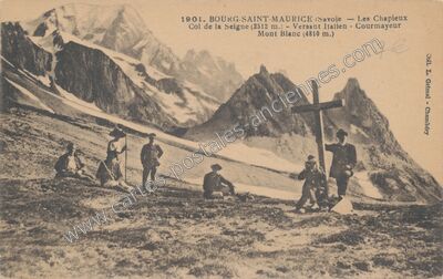 Carte postale ancienne Col de la Seigne - Versant Italien - Courmayeur Mont Blanc — Bourg-Saint-Maurice (Savoie)