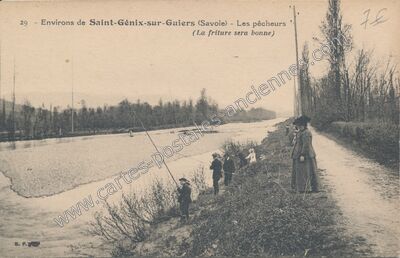 Carte postale ancienne Les pêcheurs — Saint-Genix-sur-Guiers (Savoie)