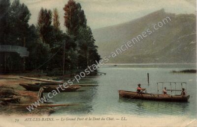 Carte postale ancienne Le Grand Port et la Dent du Chat — Aix-les-Bains (Savoie)