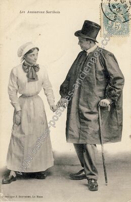 Carte postale ancienne Amoureux Sarthois — Non Localisée (Sarthe)