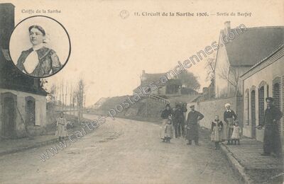 Carte postale ancienne Circuit de la Sarthe 1906. - Sortie — Berfay (Sarthe)