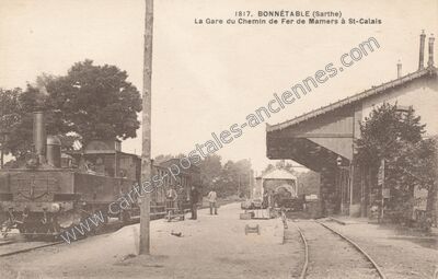 Carte postale ancienne La Gare du Chemin de Fer de Mamers à St-Calais — Bonnétable (Sarthe)