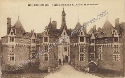 Carte postale ancienne Façade principale du Château de Bonnétable — Bonnétable (Sarthe)