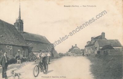 Carte postale ancienne Rue Principale — Bouër (Sarthe)